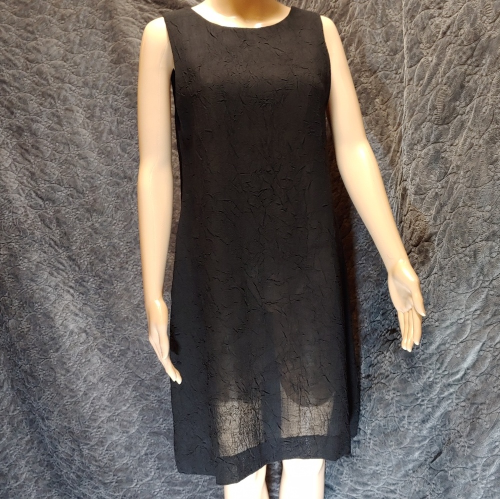 Karen Millen black crinkled fabric dress